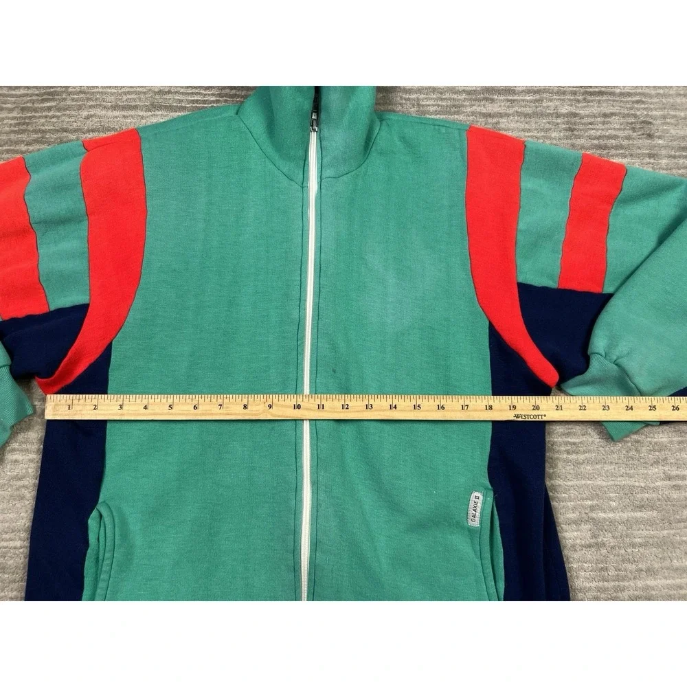 Galaxie II Track Sweater Mens Large Green Vintage 80s Full‎ Zip Acrylic